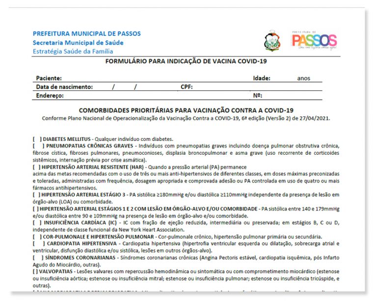 Read more about the article Formulário para indicação da vacina contra a COVID-19