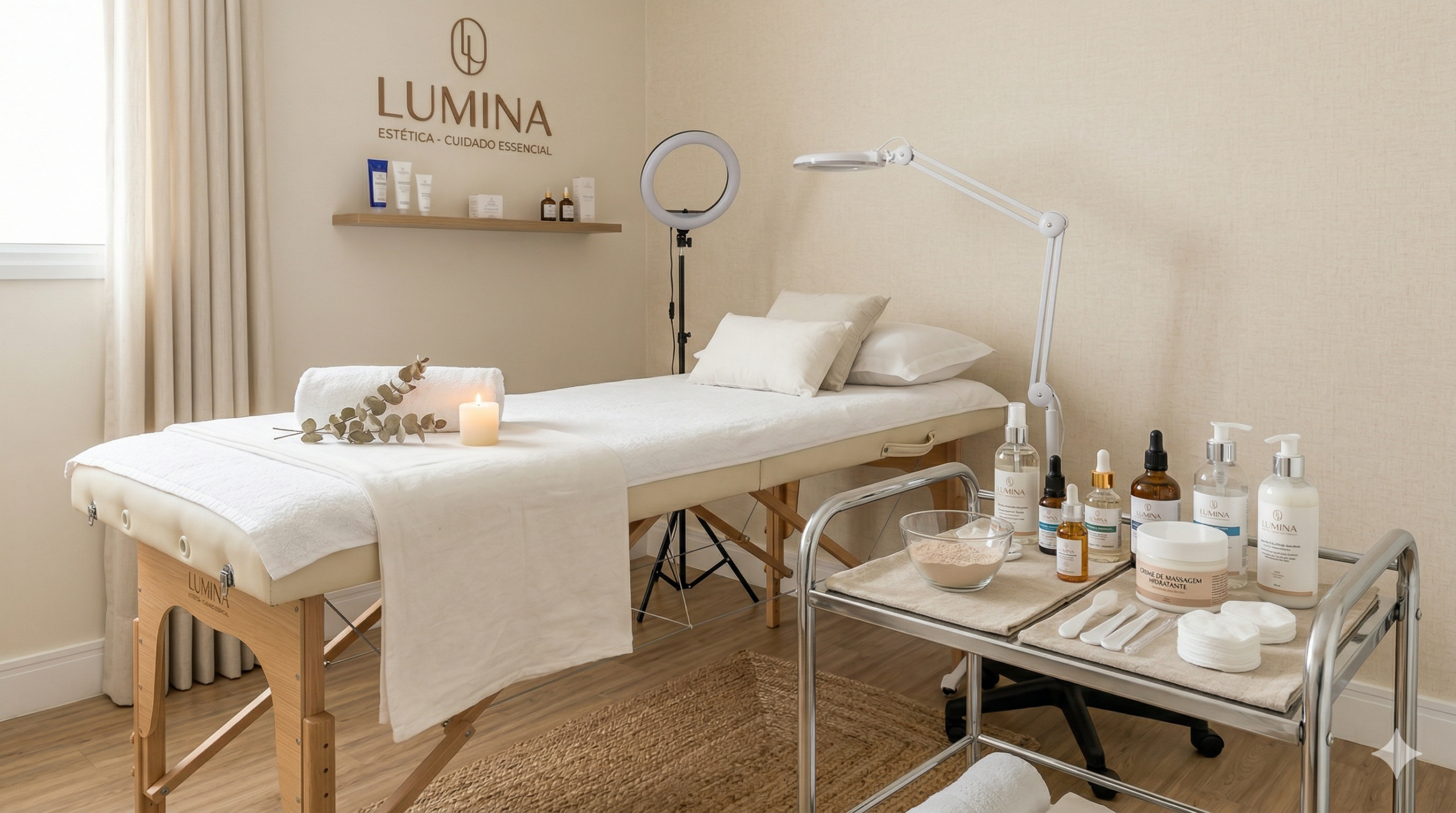 Ambiente refinado da clínica estética Lumière
